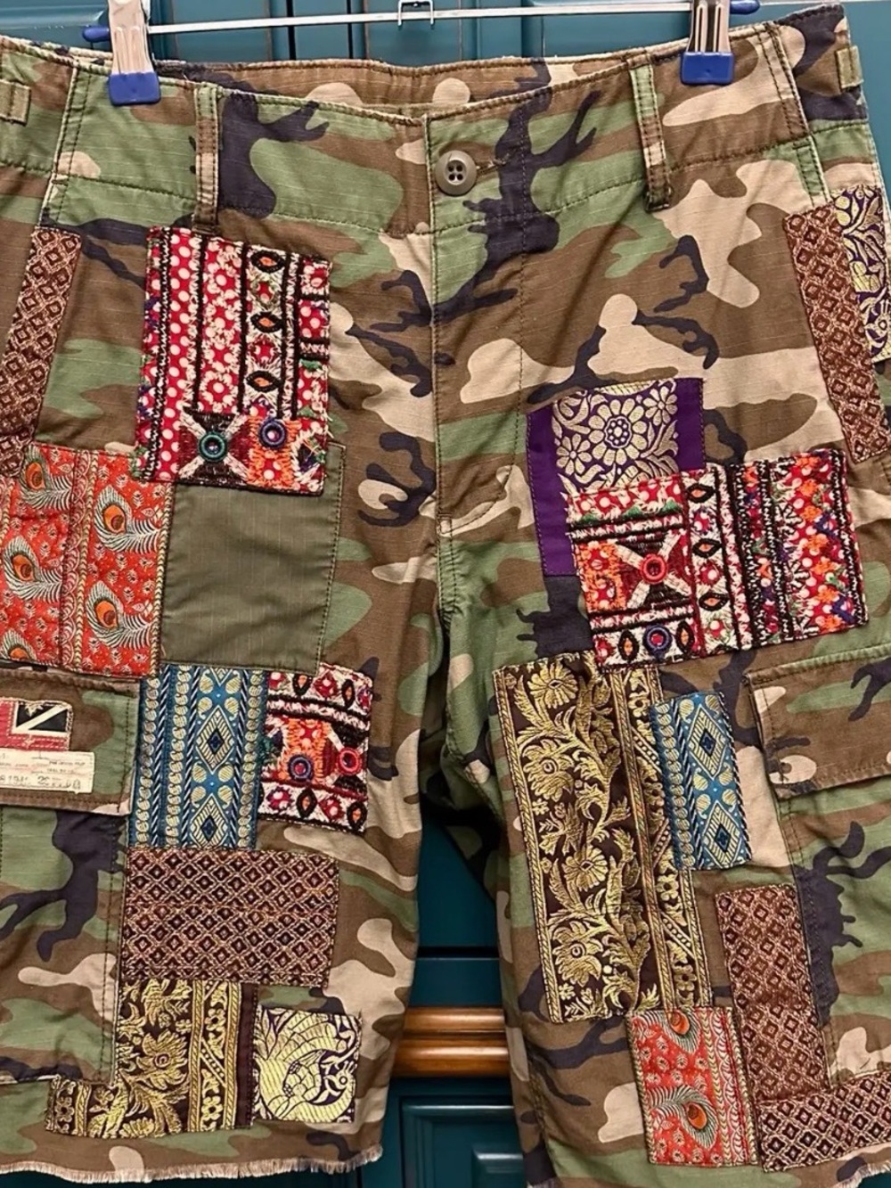 Ralph Lauren Denim & Supply Patchwork Embroidered Camo Cargo Shorts - Multicolor - Picture 2 of 7